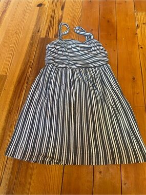 LOFT Navy and White Striped Mini Sundress